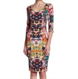Black Halo Sherilyn 3/4-Sleeve Floral Ponte Sheath Dress, Multicolor